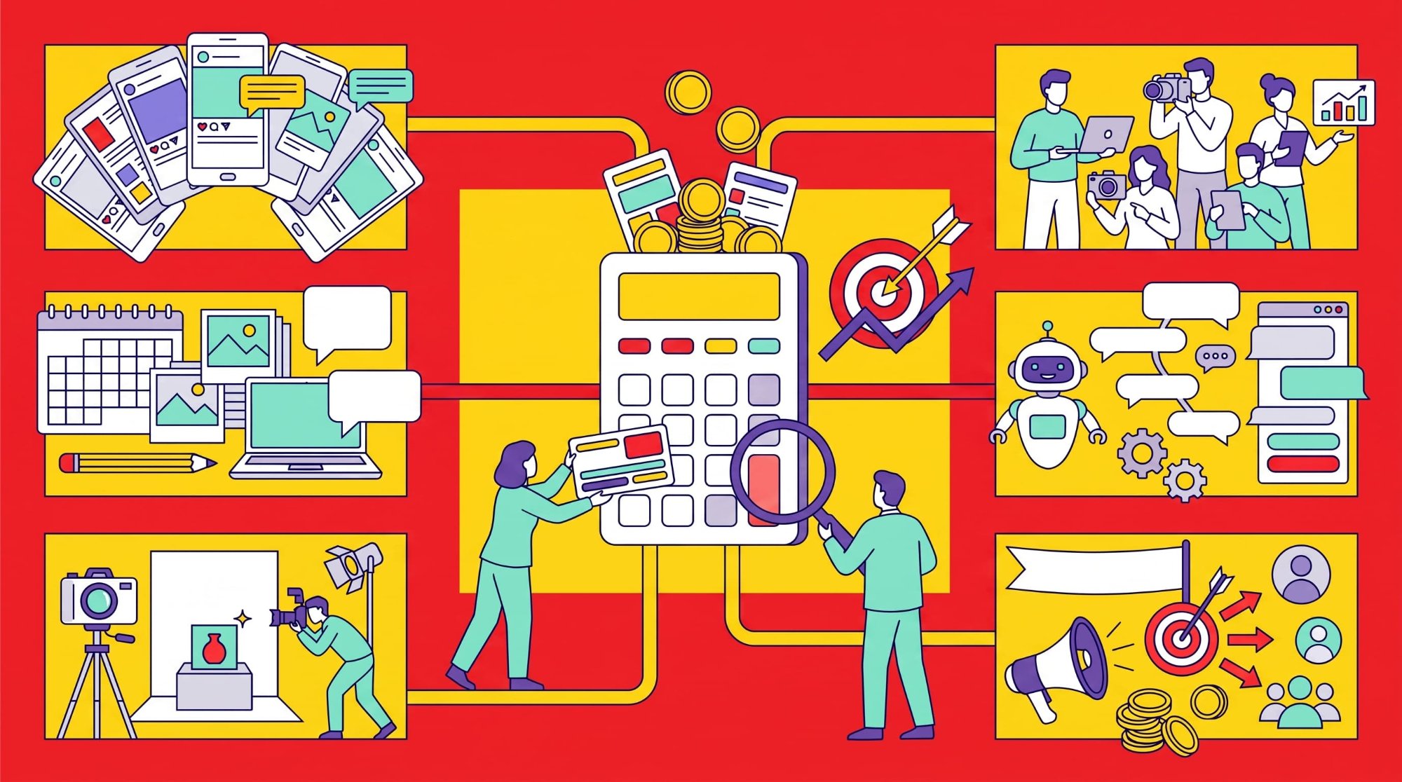 Инфографика: из чего складывается цена SMM — число соцсетей, контент, съёмка, таргет, чат-боты, команда